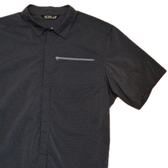 Arc'teryx Kaslo Short Sleeve Shirt Mens Size L Black Plaid Snap Button Outdoor - Picture 1 of 12